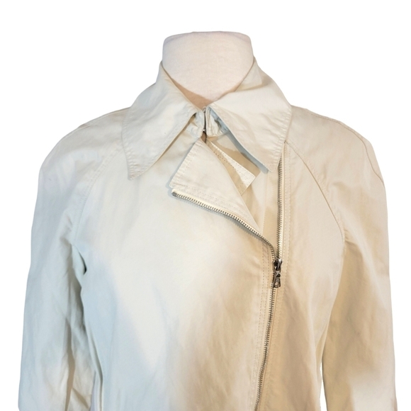 Lafayette 148 Off-White Asymmetric Zipper Moto Jacket - Picture 2 of 10